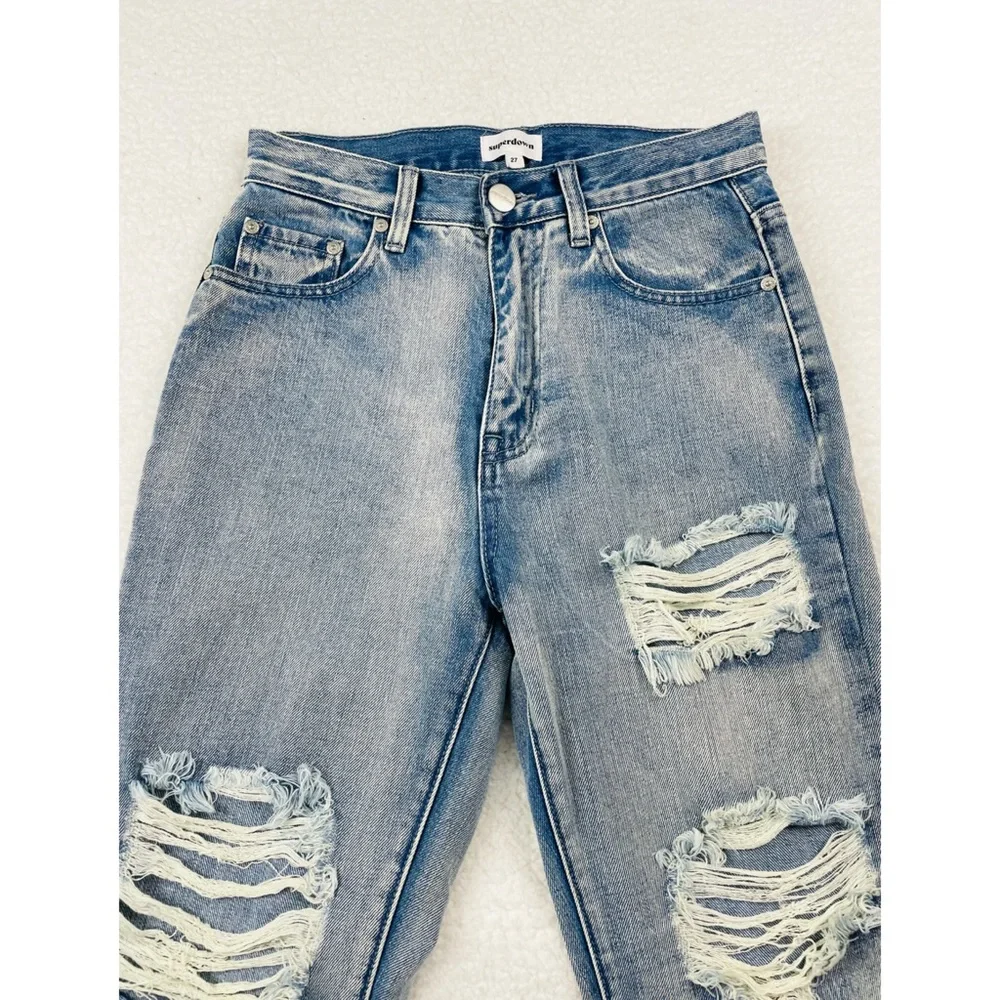 SUPERDOWN • Light Wash Ramona Distressed Straight Jeans, 27 - Picture 9 of 16